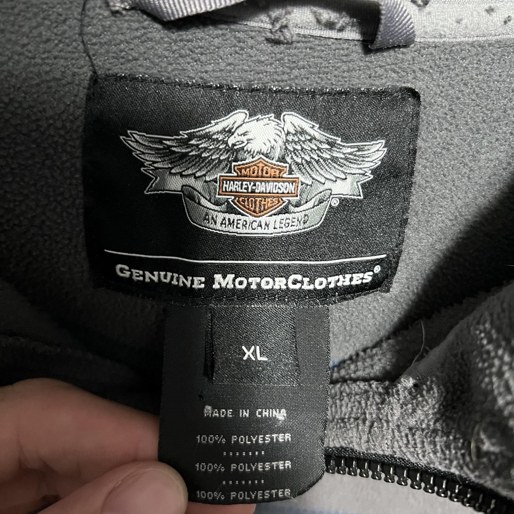 Harley-Davidson Mens XL Gray Fleece Quarter Zip Sweatshirt Graphic Front Logo - Picture 2 of 6